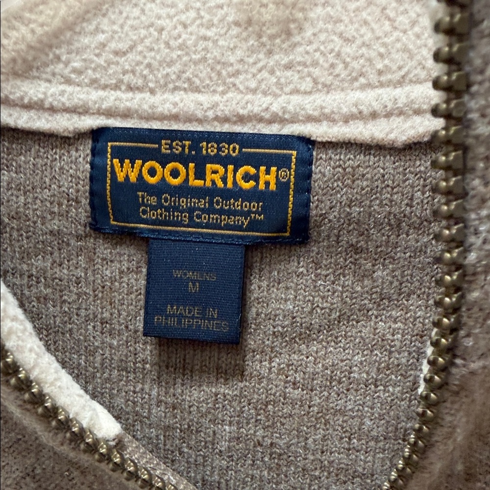 Woolrich Tan Zip-Up Sweater with Deer Motif - Picture 2 of 4